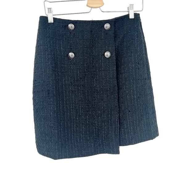 NWT Loft Womens‎ Career Trendy Sailor Nautical Tweed Wrap Mini Skirt Size 2 Tall - Picture 2 of 8